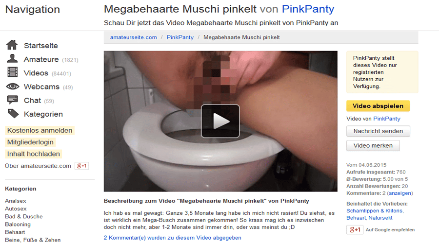 behaarte Muschi beim pinkeln